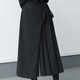 Threebooy Double-layer Pleated Dark Loose Nine-point Wide-leg Pants Unisex Versatile High-waisted Tight-waisted Straight Culottes