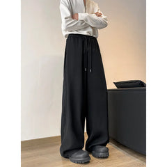 Threebooy new Spring Summer Fashion Casual Pans For Men Streetwear Solid Color wide Pants Elastic Waist Wide Leg Men's Joggers