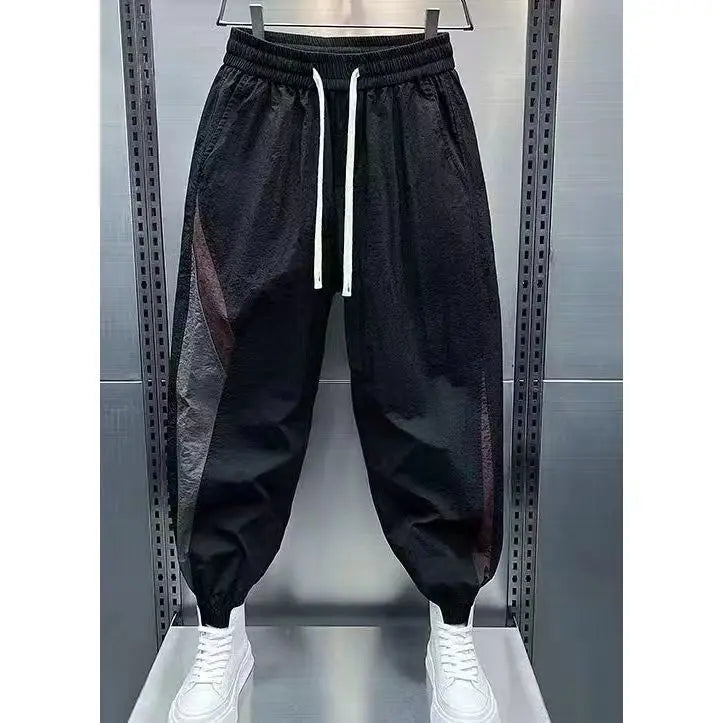 Threebooy  Elegant Fashion Harajuku Slim Fit Ropa Hombre Casual All Match Sports Pants Stripe Patchwork Thin Style Pockets Harlan Pants
