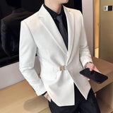 Threebooy  Royal Blazer Men Slim Fit Party Office Dress Suit Single Button Mens Suit Jacket Hombre Smoking Tuxedo Coat S-3XL