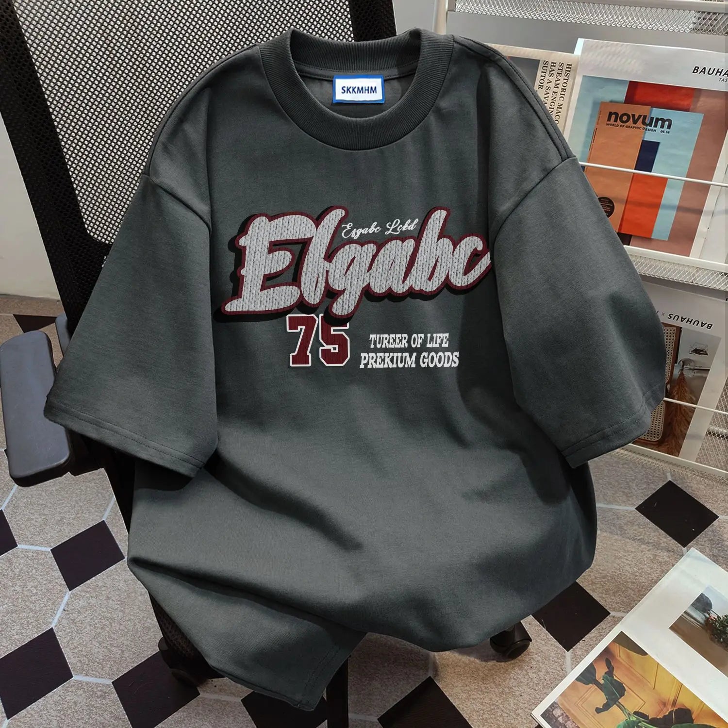 Threebooy Hip hop retro men and women trend personality letter print round neck short sleeved American couple loose casual T-shirt top y2k