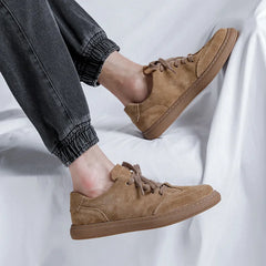 Threebooy  Men's Retro Low-top Board Shoes Men Lace-up Casual Shoes Mens Outdoor Driving Flats