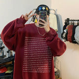 Threebooy Loose Retro Hoodies Round Neck Sweatshirt Men's Korean Version Printed Letter Hip Hop Long Sleeve Sweatshirts Casual Pullovers