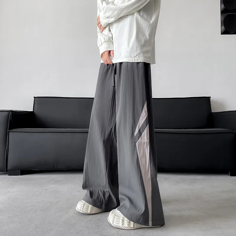 Threebooy  Unisex Summer Outdoor Loose Casual Pants men Sports Trousers Two Tone Design Lightweight Breathable Hiking Travel Elastic Waist