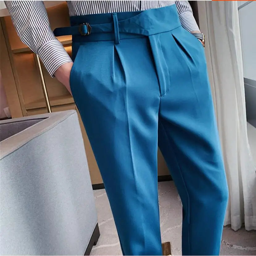 Threebooy British Style Business Casual Slim Fit Men Dress Pants Formal Wear Fashion All Match Straight Office Trousers Gentlemen 29-36