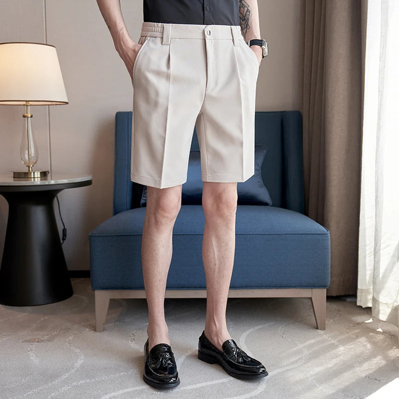 Threebooy British Style Summer Thin Shorts New Men's Naples Business Casual Short Pants Fashion Slim Fit Formal Suits Shorts Homme 28-36
