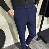 Threebooy 40 42 Summer Ankle Length Business Dress Pants Men Casual Office Social Suit Pant Wedding Party Streetwear Trousers Men Clothing