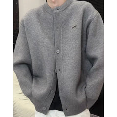 Threebooy Simple Elegant Cardigan Personalized Solid Color Round Neck Sweater Jacket Autumn Winter Loose Knitted Cardigan Cityboy Knitwear
