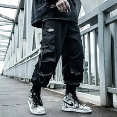 Threebooy Black Cargo Pants Men Joggers Hip Hop Techwear Pants Hippie Cargo Trousers for Men Streetwear Plus Size Pockets Oversize