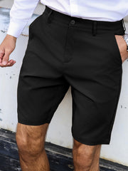Threebooy  Men's Summer Stretch Chino Shorts Slim Fit Business Casual Solid Color Polyester Elastane Knee Length Short Pants