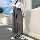 Threebooy Men's Fashion Trend Multi Pocket Causal Pants Vintage Loose Straight Pants Fashion Trend Popular Trousers Plus Size M-3XL