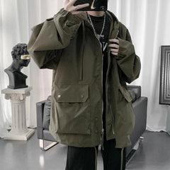 Threebooy Mens Y2k Jacket High Street Energy Wind Work Clothes Assault Jacket Autumn Fashion Trend Oversized Casual Loose Men'S Wear