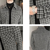 Threebooy New Single-Breasted Trench Coat Veste Homme Fashion Retro Tartan Jacket Aautumn And Winter Men's Slim Short Woolen Coat S-3XL