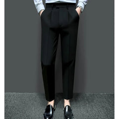 Threebooy  Spring Autumn Suit Pants Men's Drapey Casual Straight Slim Nine-Point Suit Pants Men's