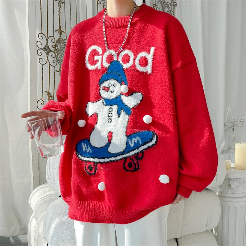 Threebooy Printed Sweater Male Jumper Men's Winter Sweater Pullover Knit Christmas Luxury Clothing Knitwear New in Sweaters Clothes