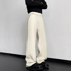 Threebooy  American High Street Style High Waist Men's Casual Pants Spring New Loose Straight Leg Floor-Length Trousers