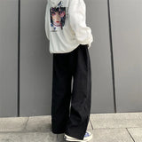 Threebooy Baggy Men Wide Leg Pants Korean Spring Autumn Solid Color Straight Overalls Casual Trousers Man Bottoms Y2k Clothes