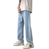 Threebooy Men's Jeans Fashion Embroidery Baggy Denim Trousers Spring Vintage Straight Wide Pants Male Bottoms Casual Y2K Clothes