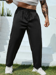 Threebooy  Plus Size Men's Solid Casual Fashion Pants For Spring Fall Winter, Men's Clothing