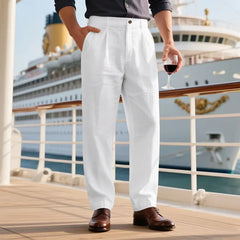 Threebooy  New American Style Business Men Suit Pants Light Luxury Leisure Linen Straight Pants Urban Fashion High Quality Loose Trousers