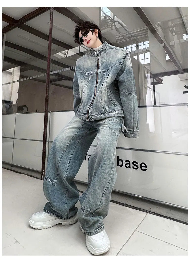 Threebooy Men's Eclat Denim Moto 2-Piece Set