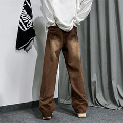 Threebooy  Brown Baggy Jeans Men Fashion Casual Vintage Jeans Men Streetwear Hip-hop Loose Straight Jeans Mens Retro Denim Trousers M-3XL