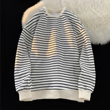 Threebooy Men's Tri-color Striped Sweatshirt American Classic Style Retro Casual Round Neck Top Unisex College Style Trendy Menswear