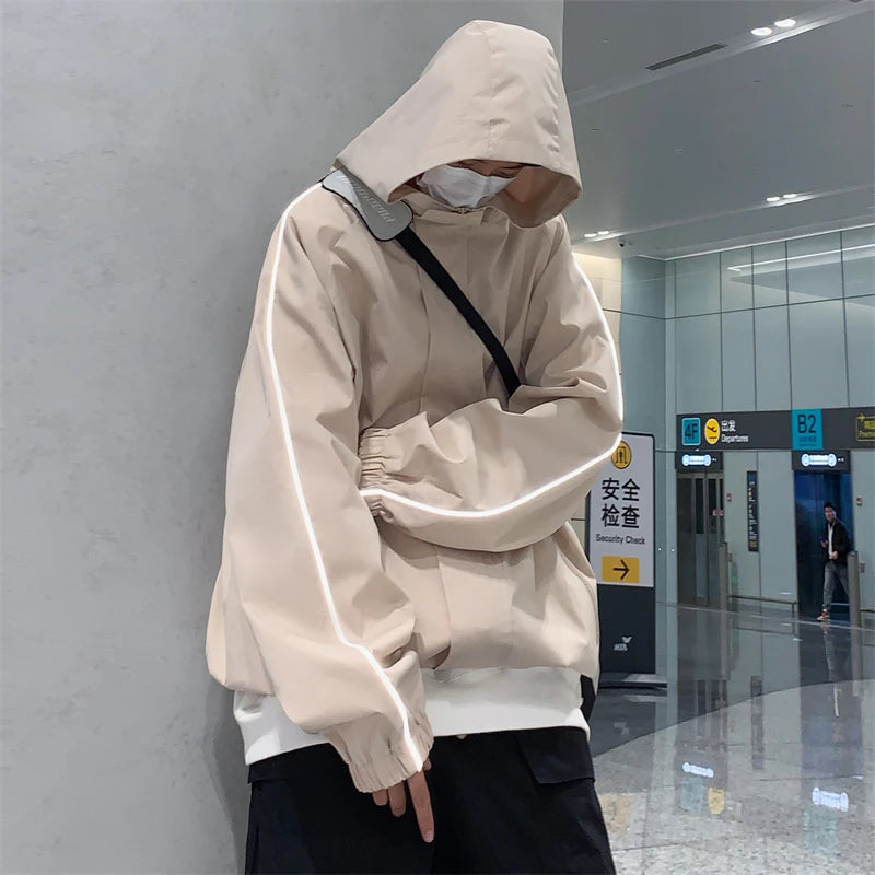 Threebooy Man Hoodie Men's Korean Style Clothes for Men Men's Coats Models 2024 Outerwear Hooded Jackets Original Clothing Loose Fitting