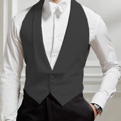 Threebooy  Men Vest White Single Button Solid With Lapel Waistcoat Suit For Wedding Birthday Banquet Party Business Work Men Suit Vest
