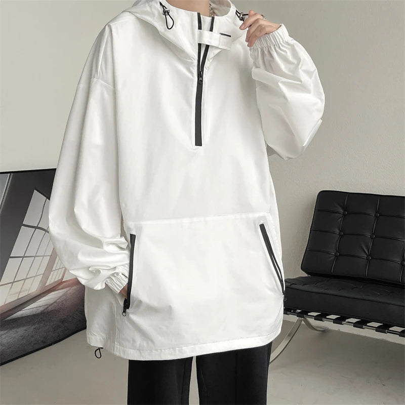 Threebooy Harajuku Loose Fitting Man Hoodie Men's Korean Style Clothes Outerwear Men's Coats Models 2024 Hooded Jackets Original Clothing