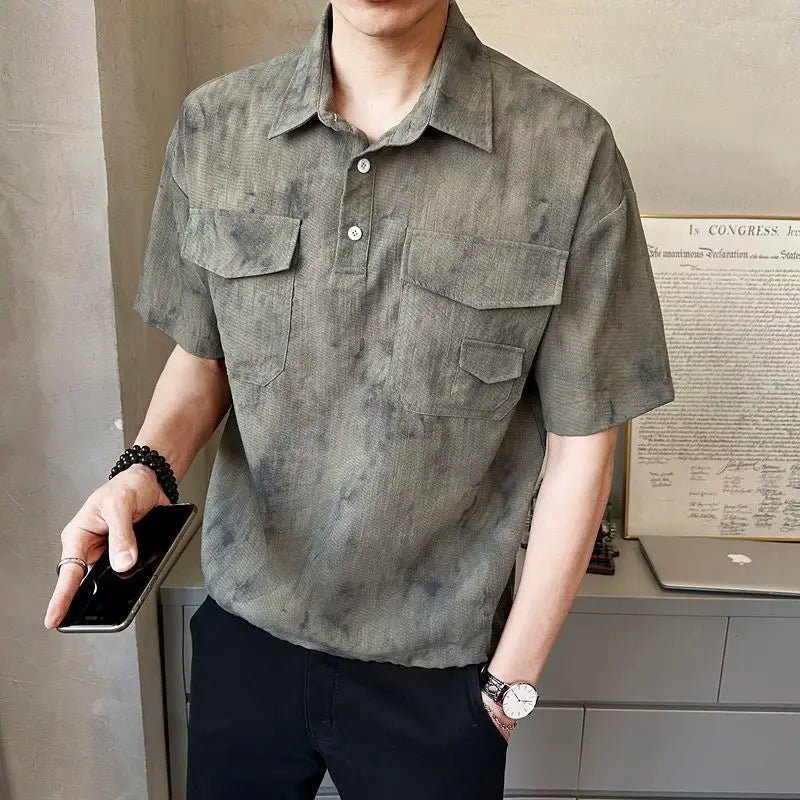 Threebooy 2025 High-end New Short-sleeved Men's Shirt Summer Fashion Trendy Brand Half-sleeved Thin Loose Casual Trend