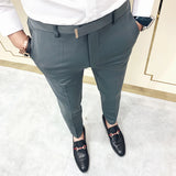 Threebooy Mens Business Suit Pant Male Pants Ankle Length Casual Slim Formal Trousers Elastic Pencil Pants Office Work Men Clothes
