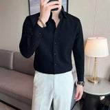 Threebooy Brand Clothing Men's Spring High-End Business Shirts/Male Slim Fif New Style Dress Long Sleeve Shirts Plus size S-3XL