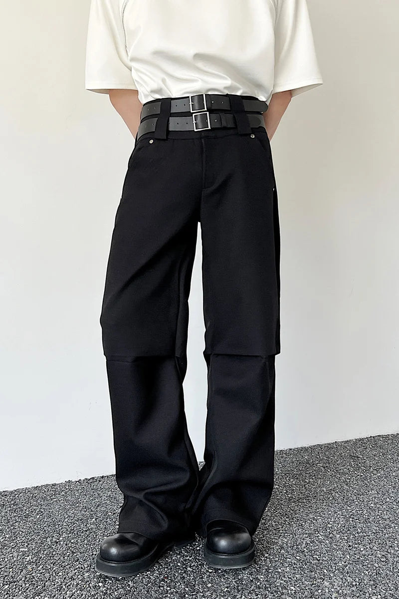 Threebooy Fashion Korean Summer New Casual Solid Color Slim Double Waist Suit Pants For Male All-match Simple Straight Trousers