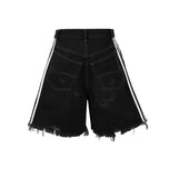 Threebooy Black Hip-hop Hole Beggar Jeans Shorts Men's American Street Washed Old Loose Five-part Pants Streetwear Men Y2k Clothes Pants