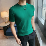 Threebooy Clothing Summer Leisure Men Short Sleeve T-Shirts/Male Slim Fit High Quality Knitting T-Shirts Plus Size S-4XL