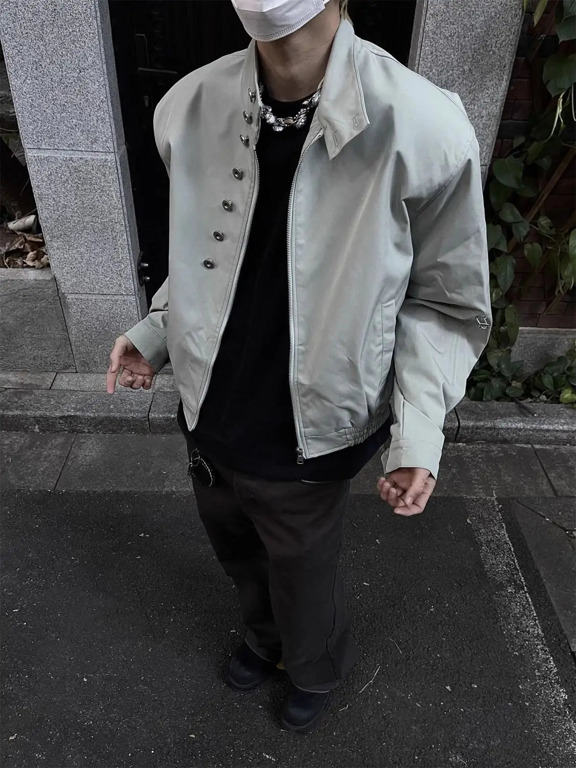 Threebooy American Retro Multi-button Stand Collar Design Jacket Men Korean Hip Hop Coat High Street Hip-hop Solid Color Classic Jacket