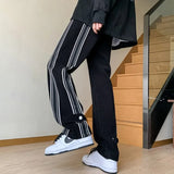 Threebooy Straight Summer Trousers Men's Sweatpants Goth Thin Striped Male Sports Pants Streetwear Loose Korean Popular Clothes Slacks