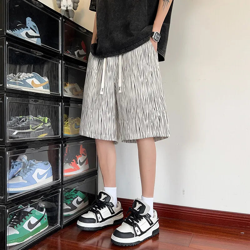 Threebooy  Lightweight Striped Casual Shorts Men Elastic Waistband Drawstring Summer NEW Beach Comfort Stretch Outdoor Sports Activewear