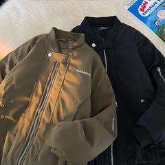 Threebooy American style autumn and winter men and women street trend thick jacket for couples loose retro Harajuku simple casual top y2k
