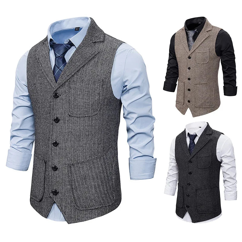 Threebooy  Fashionable Men's Checkered Single-Button Vest Hot Sale Of The Season New Style Casual Business Polyester Fiber Vest for Yout...
