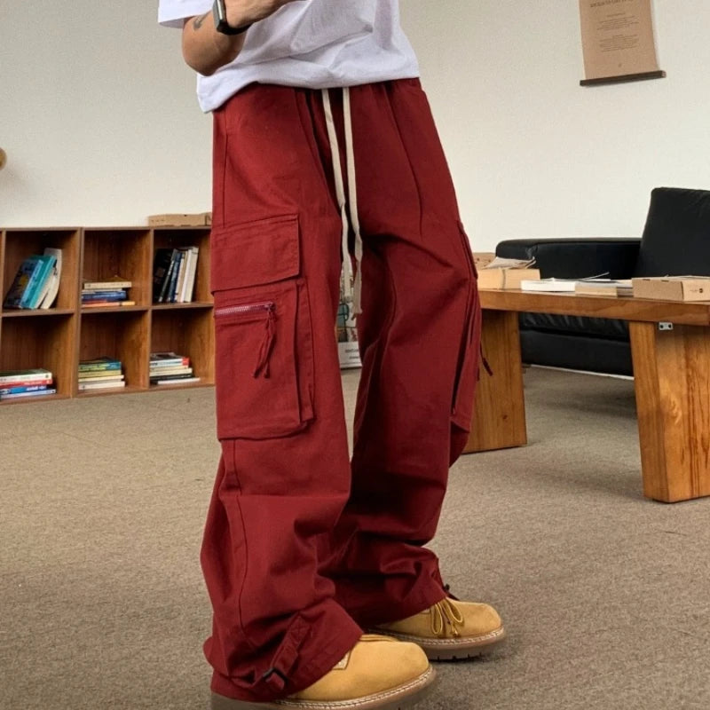 Threebooy  Trendy High Street Cargo Trousers Men Women Couple Fit Loose Wide Leg Summer Pants for Hip Hop Street Dance Casual Wear