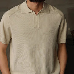 Threebooy Men's Clothing Light Luxury Polo Short Leisure Knit V Neck Short-sleeved T Shirt Solid Color Korean Popular Retro Knitwear M-3XL