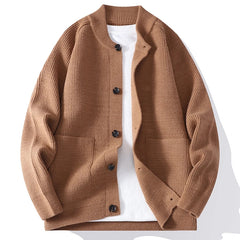 Threebooy Autumn Winter Men's Fashion Casual Sweater Cardigan Solid Color Youthful Vitality O-Neck Knitted Sweatercoat Men Warm Knit Coat