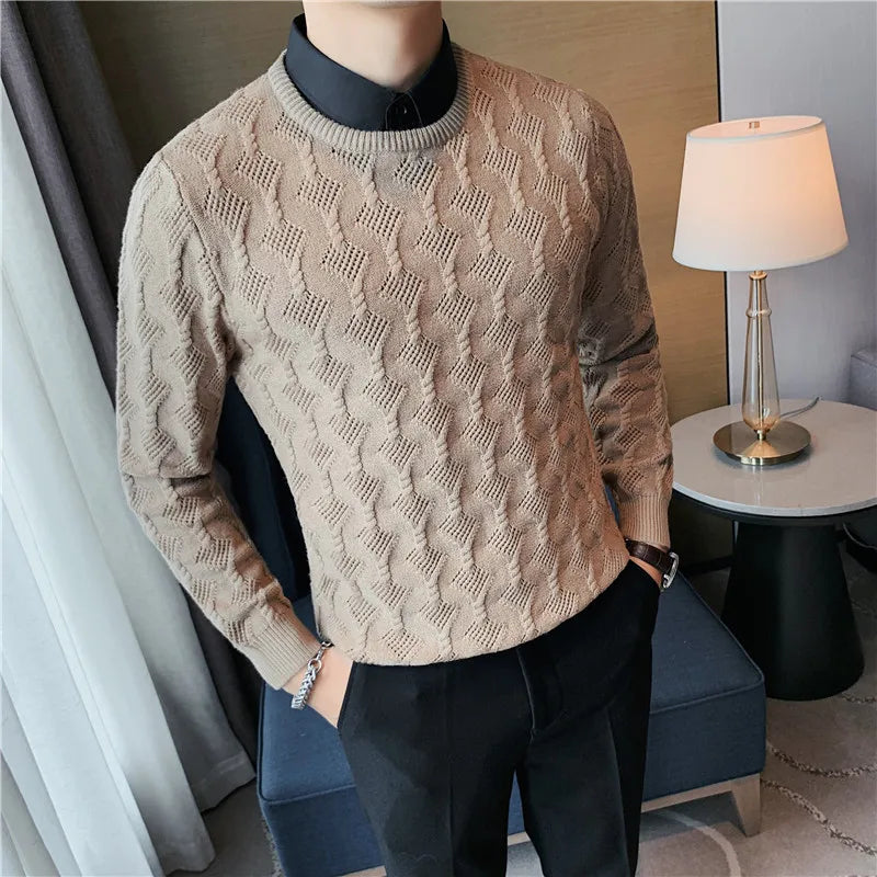 Threebooy  Autumn Men Sweater Japanese Harajuku Vintage Pullovers Fashion Couple Knitted Sweaters Male High Grade Knitted Shirt S-3XL