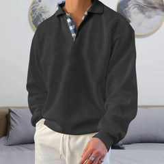 Threebooy  Autumn Long Sleeve V Neck Lapel Loose Sweatshirt Men's Clothing