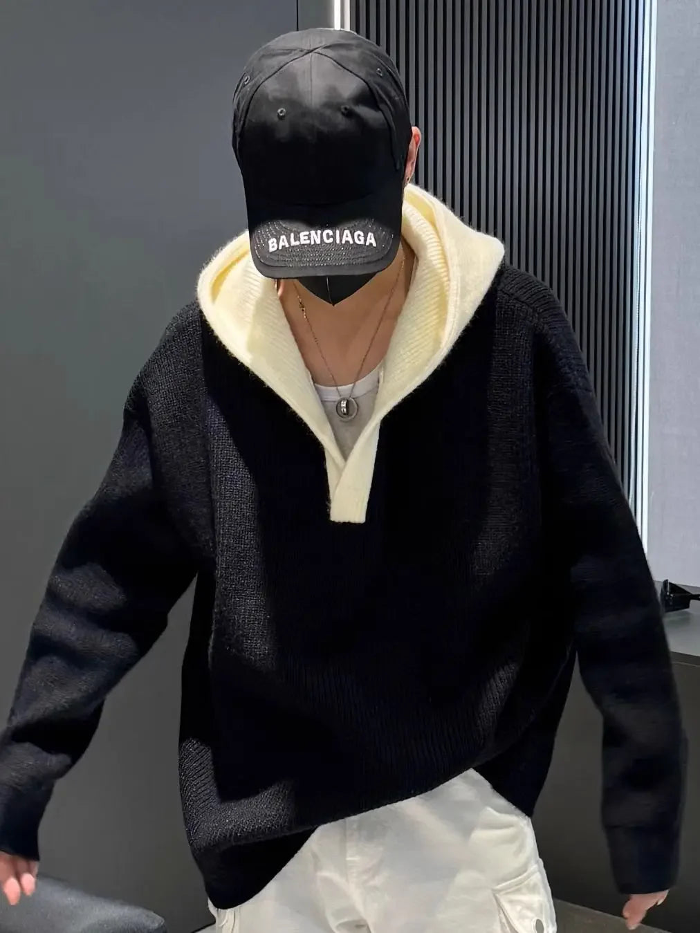 Threebooy  Korean style autumn and winter men and women trendy personalized spliced sweater for couples loose retro knitted casual top y2k