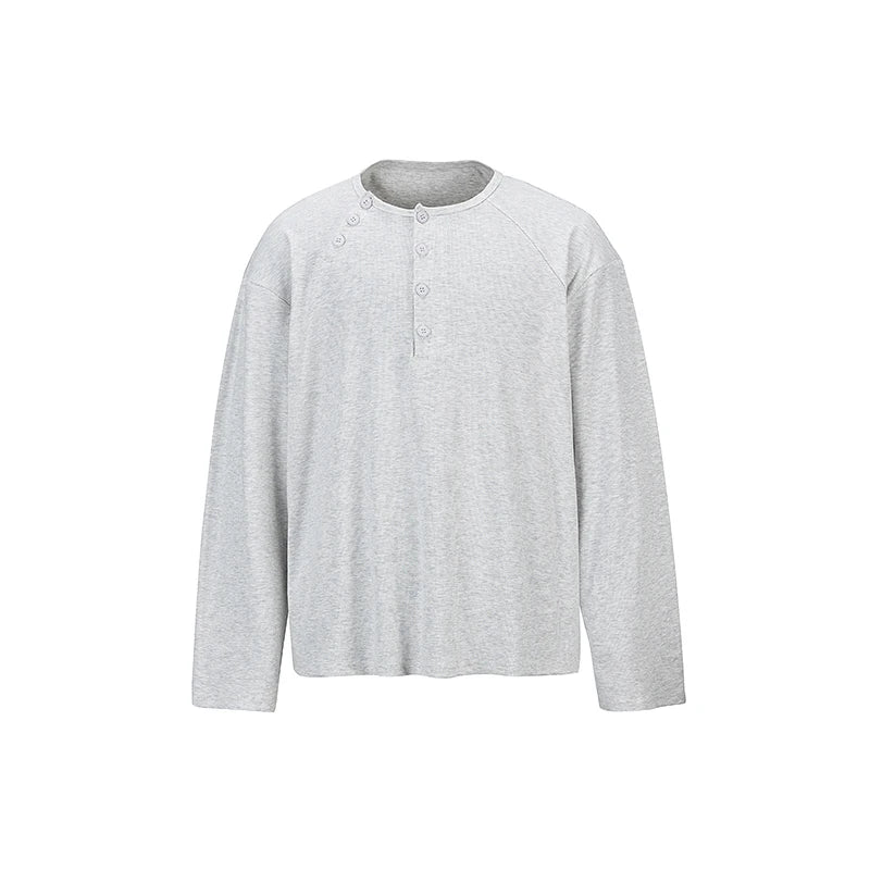 Threebooy  Spring Autumn New Japanese Retro POLO Collar Pullover Sweatshirt Men Women Couple Casual Loose Long-sleeved Base Shirt T-shirt