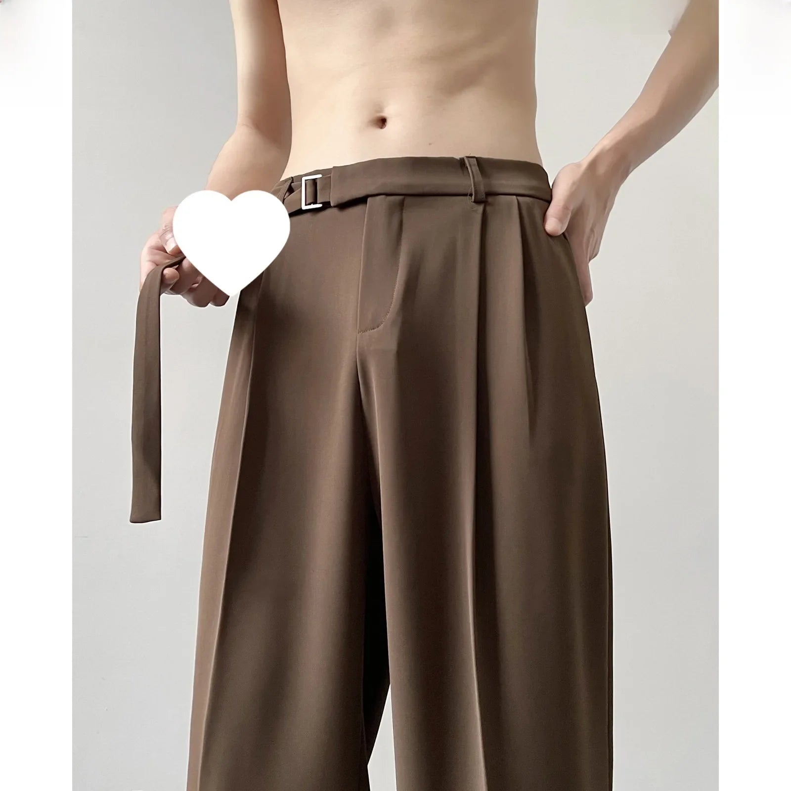 Threebooy Casual suit Pants Men's Autumn Japanese Light Luxury Draped Trousers Loose-fit Straight-leg Versatile Wide-leg Long Pants