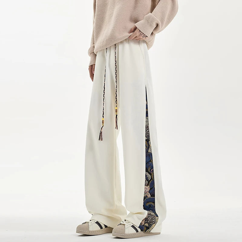 Threebooy Embroidery Patchwork Sport Pants Mopping Trousers Spring New Fashion Casual Pants Men Clothing Oversized Harajuku Joggers Male